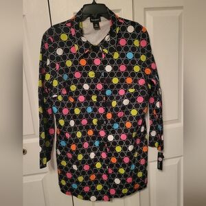 NWT Tara Jones Colorful Polka Dot Button Up Unlined Long Jacket XL 60's Inspired
